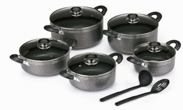 Classic black powder exterior coating cookware set
