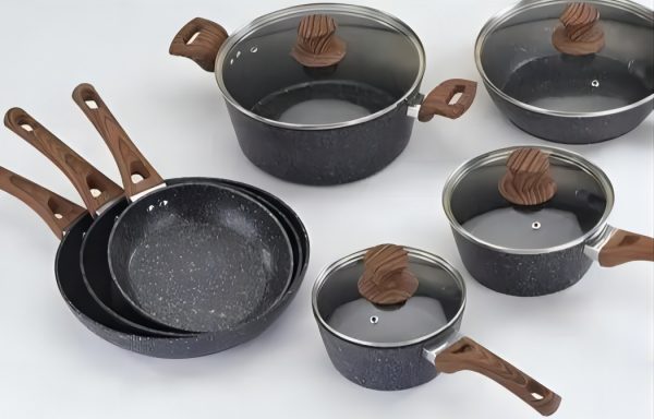 Granite coating forged aluminum cookware set