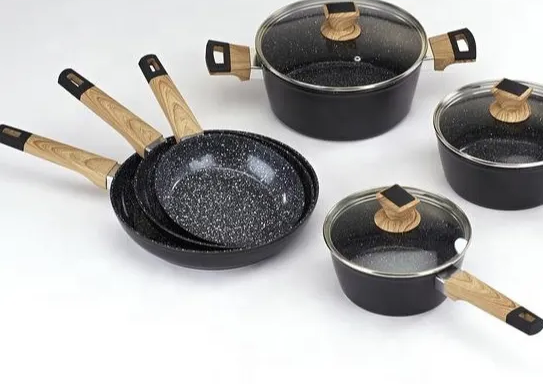 marble coating aluminum non-stick cookware forged set